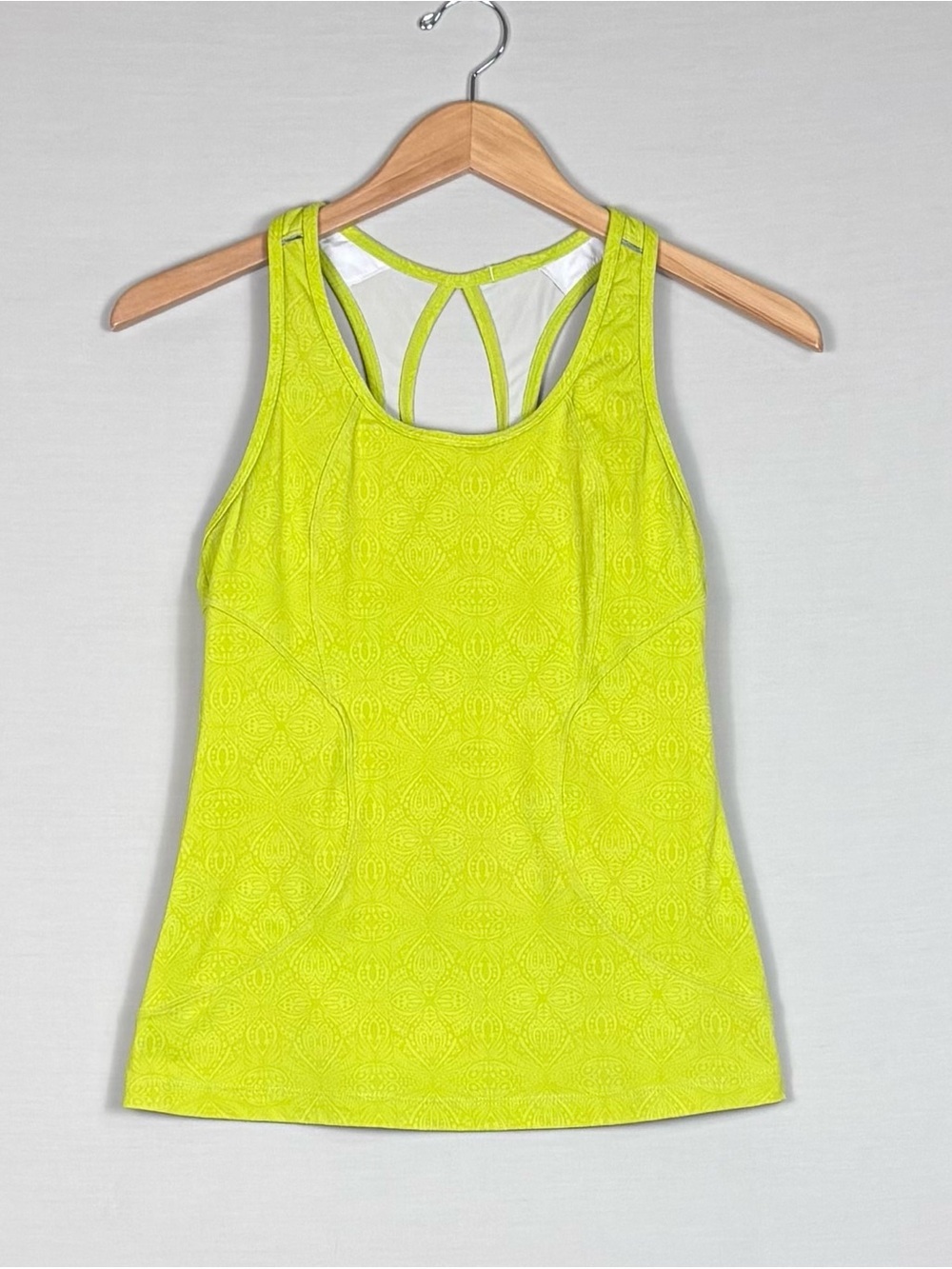 Athleta Neon Yellow Racerback Tank Top Built-In Bra Running Yoga Small